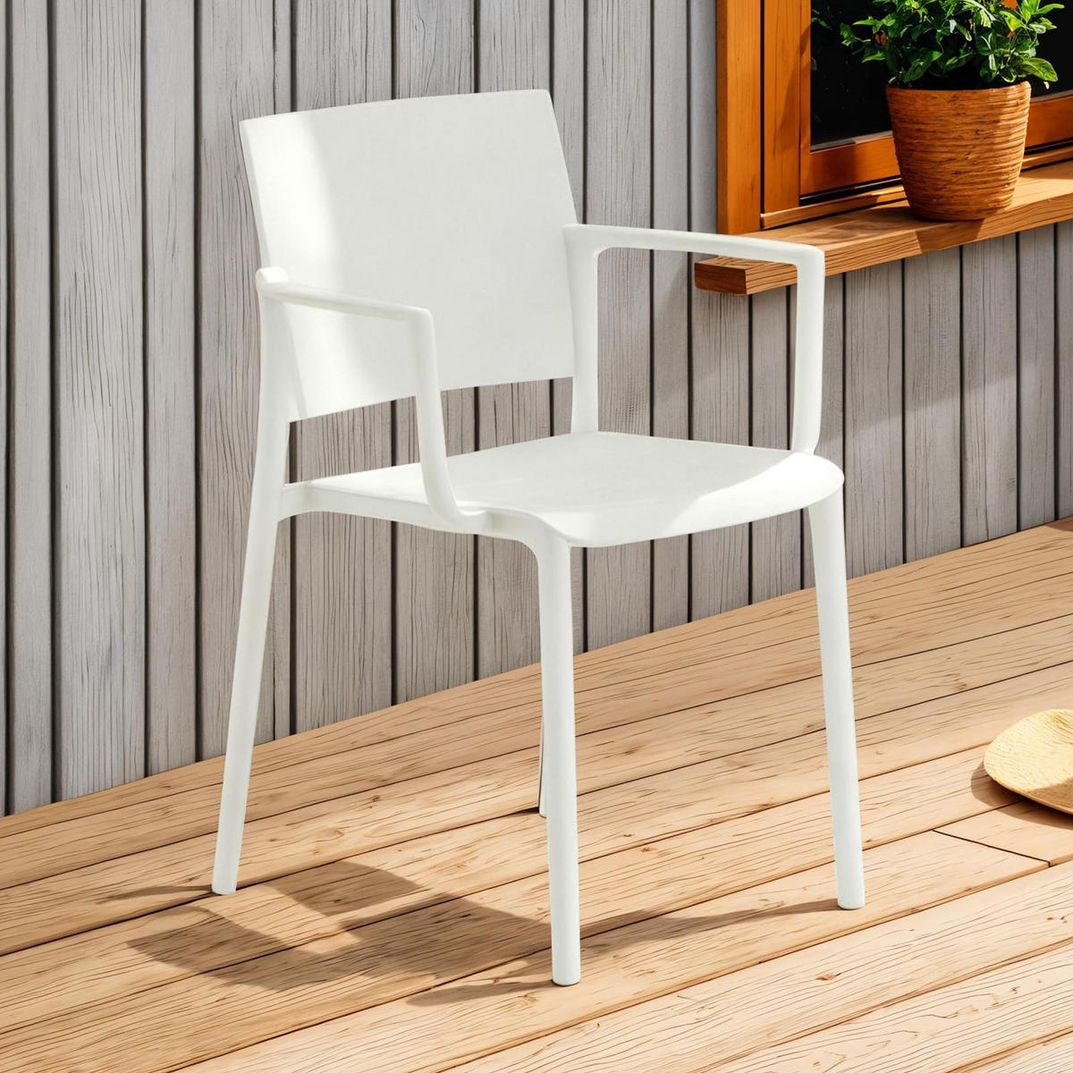GARTENSTÜHLE TERRA 4ER-SET - Weiß, Textil (55/81/52cm) - IDIMEX