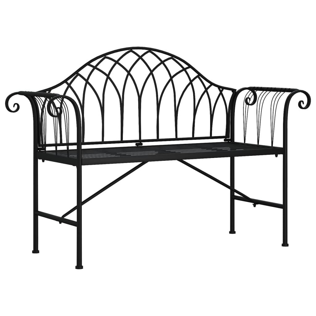 2-SITZER-GARTENBANK 128 cm Schwarz Stahl - Schwarz, Metall (128/88/44.5cm) - furnicato