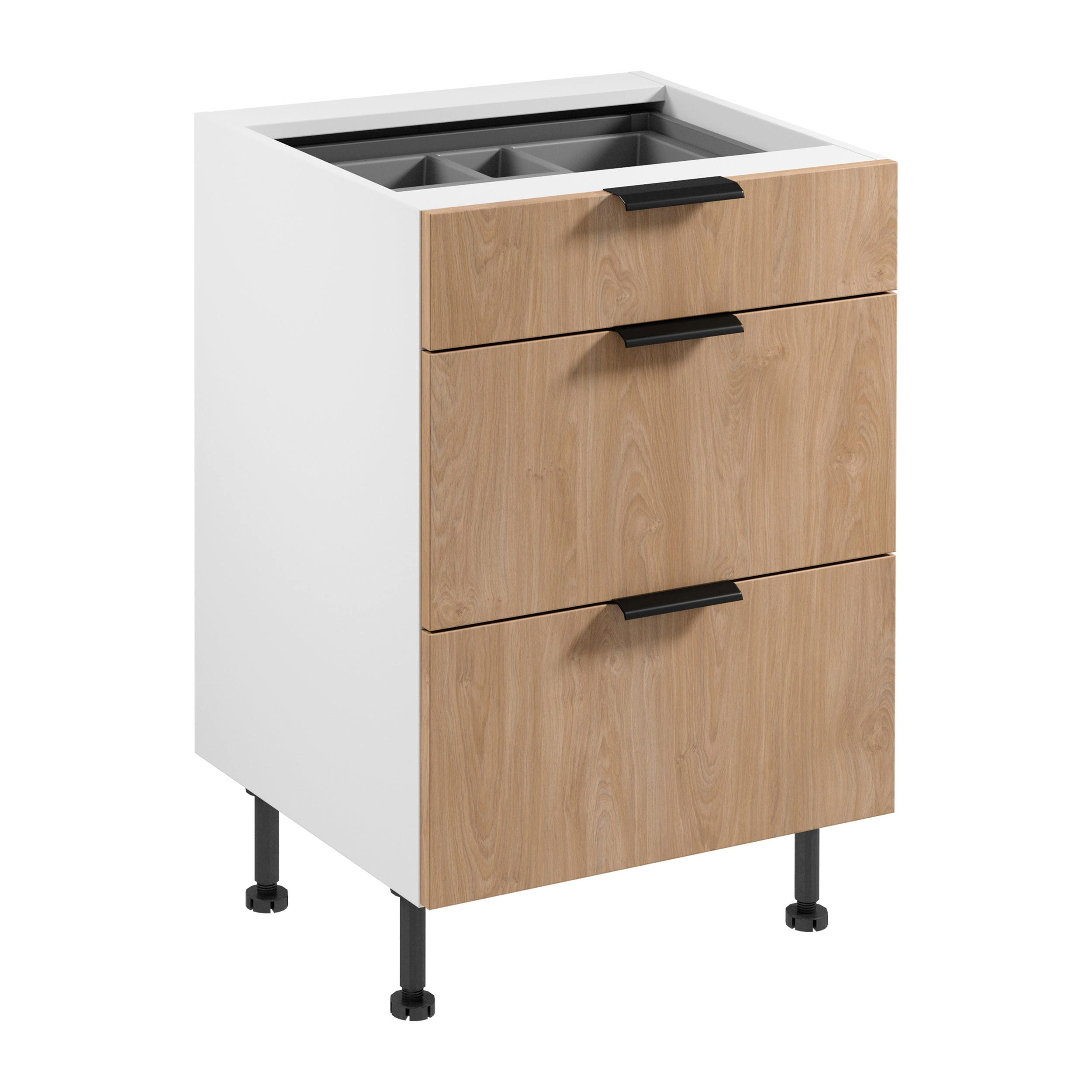 UNTERSCHRANK D60S3 AX – Sorento Weiß Sonoma Eiche – Weiß / Sonoma Eiche - Weiß/Sonoma Eiche, Holzwerkstoff (60/87/52cm) - ROYAL24_MARKT