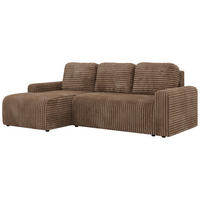 ECKSOFA NESSARO L Braun Cord - Links Seite - Schwarz/Braun, Kunststoff/Textil (244/151cm) - MKS