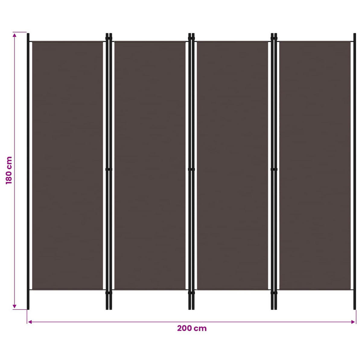 RAUMETEILER 4-teilig Braun 200/180 Cm - Braun, Textil (180/0.1/200cm) - vidaXL