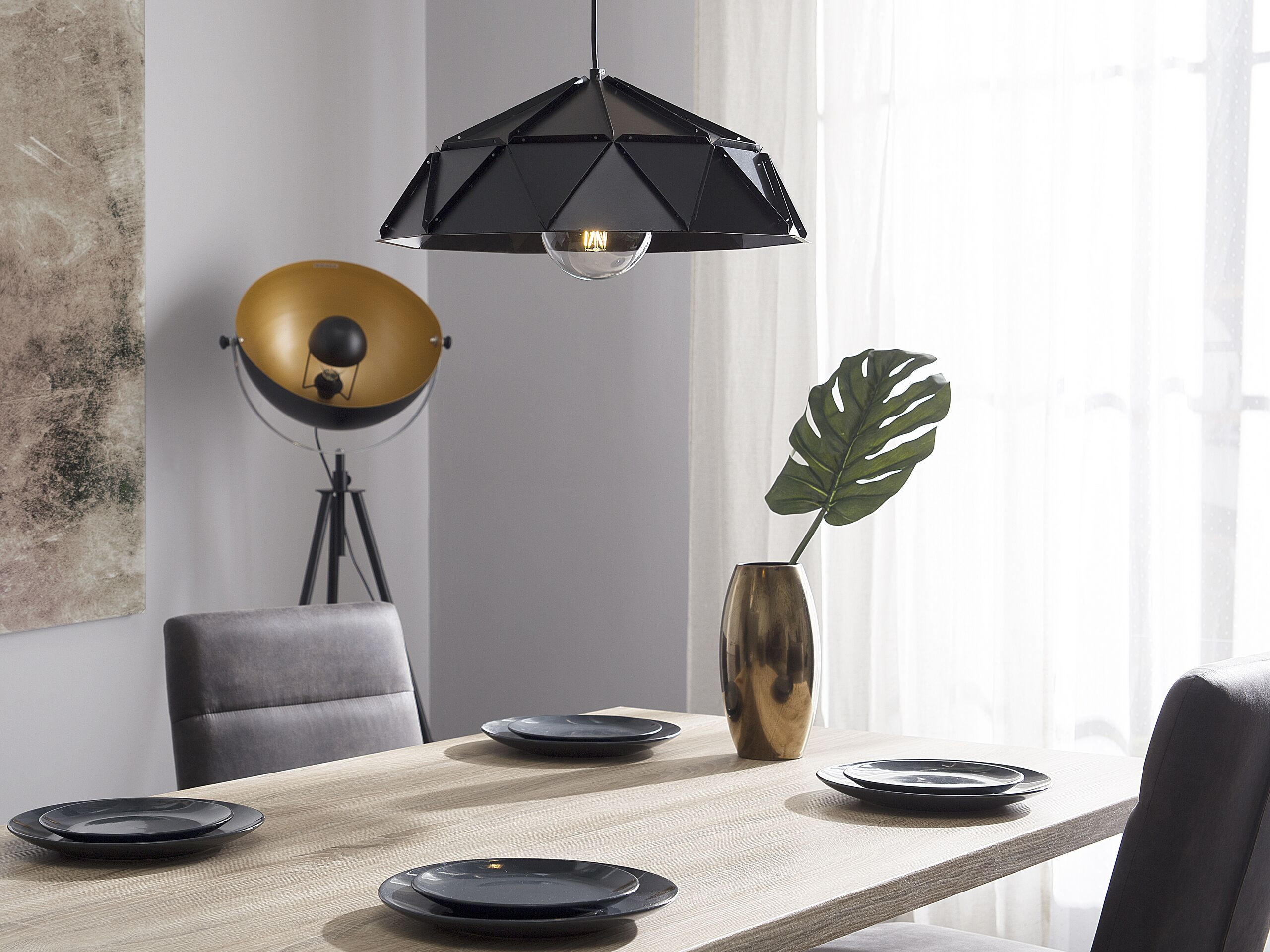 HÄNGELEUCHTE Senia 45/45/120 cm - Schwarz, Metall (45/45/120cm) - Beliani