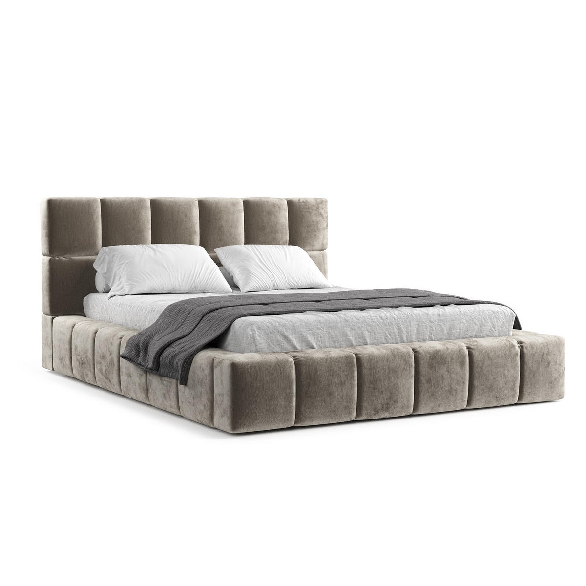 POLSTERBETT Kendal Dos Beige 200/200 cm im Chenille-Stoff - Beige/Schwarz, Holz/Holzwerkstoff (200/200cm) - Maison de Reve