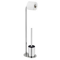TOILETTENPAPIERHALTER und WC-Bürste Levante 13/18/63 cm - Silberfarben, Metall (18/63/13cm) - Wenko