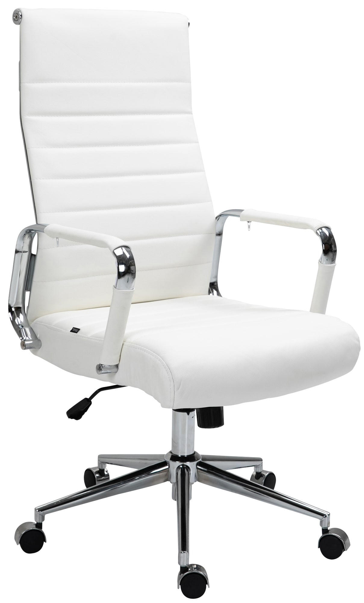 KONTORSSTOL Kolumbus äkta läder - Vit/Kromfärg, Läder/Metall (58/105/66cm) - CLP