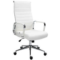 KONTORSSTOL Kolumbus äkta läder - Vit/Kromfärg, Läder/Metall (58/105/66cm) - CLP