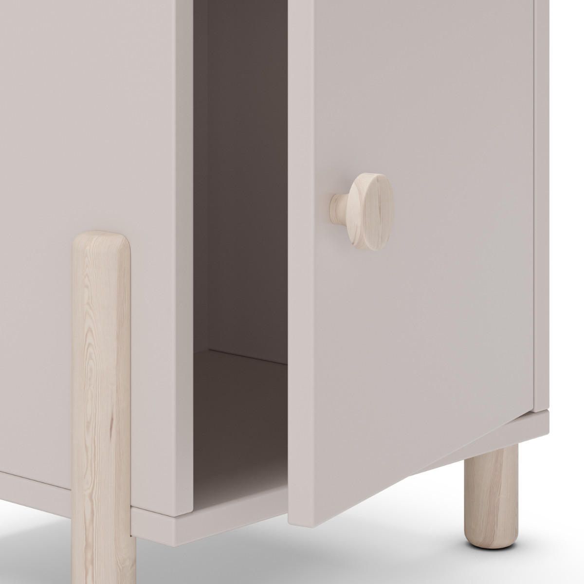 NACHTTISCH 1 Tür H47 cm 30/39.4/47 cm - Beige, Holz (30/47/39.4cm) - Calicosy