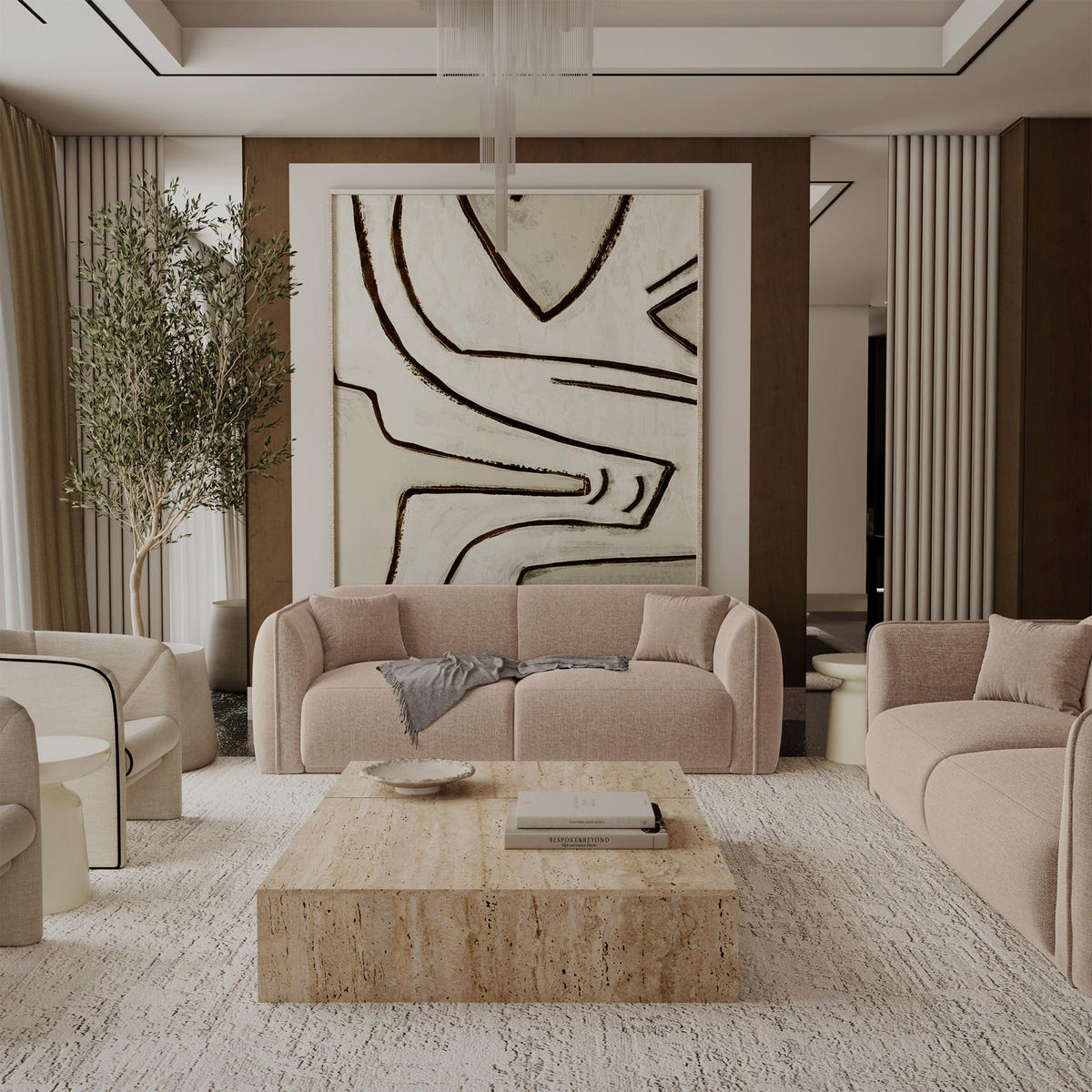 3-SITZER-SOFA LUSH Kettgewebe mit weichem Griff Taupe 206cm - Taupe, Textil (206/72.5/90cm) - Premium Interiors
