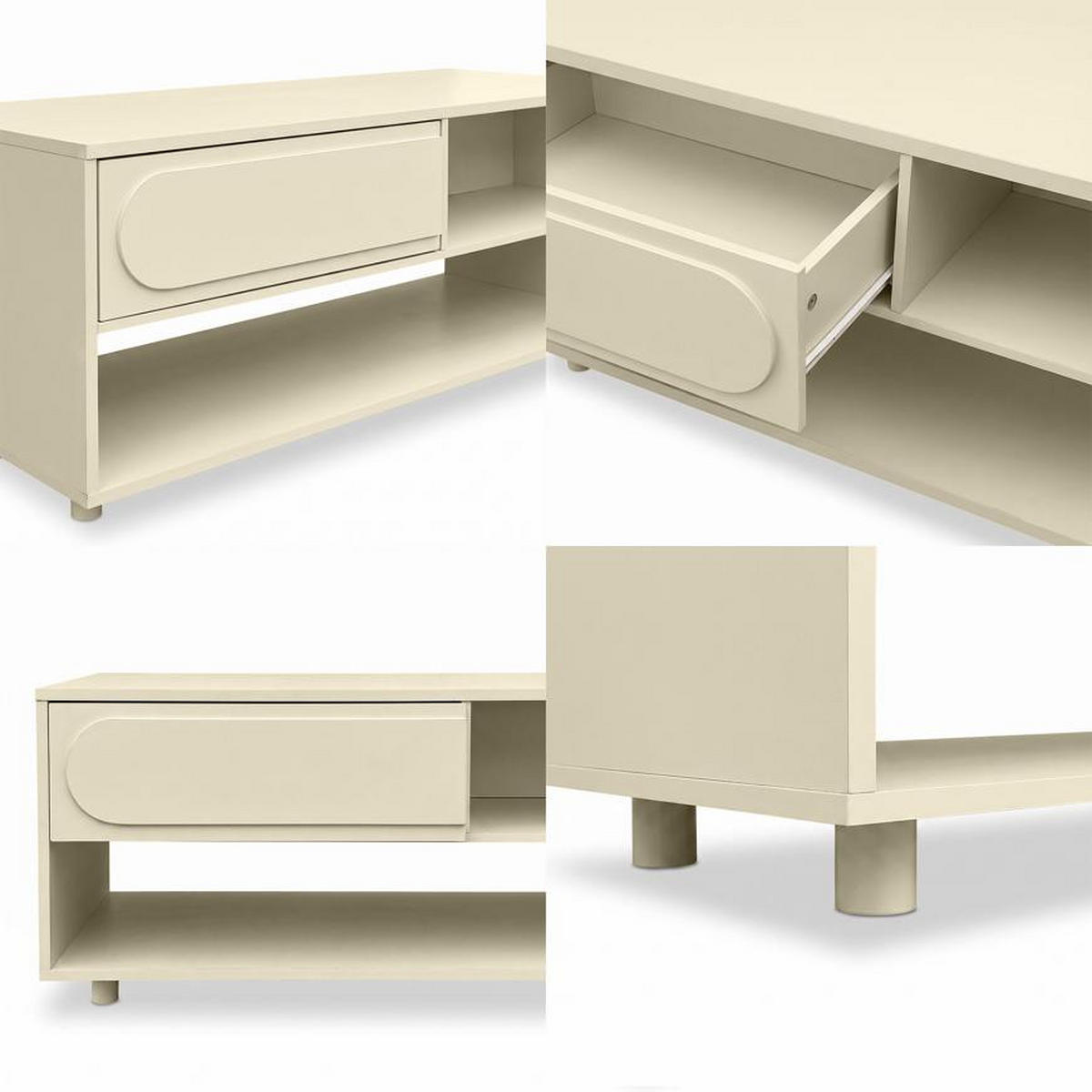 COUCHTISCH FLORA, beige, 110 cm, 1 Schublade, Melaminoberfläche - Beige, Holzwerkstoff (45/110/50cm) - Casanoov