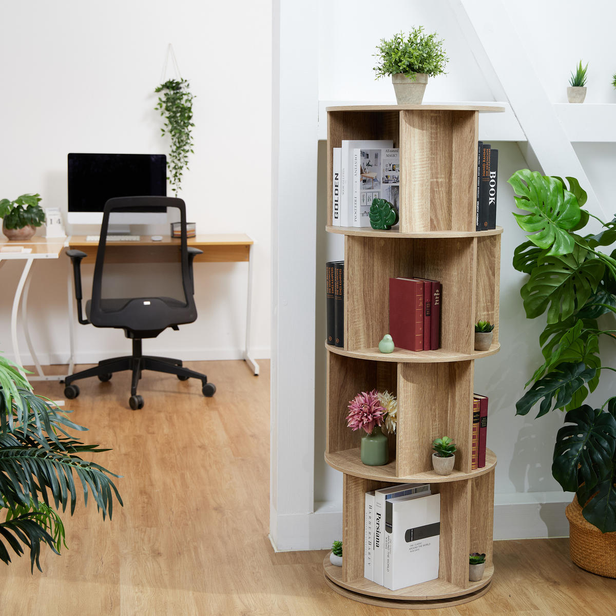BÜCHERREGAL - Hellbraun, Holzwerkstoff/Metall (50/137/50cm) - Relaxdays