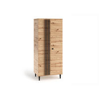 DREHTÜRENSCHRANK Laura 80 cm 2-türig mit Lamellen, eiche artisan, schwarz - Schwarz/Eiche Artisan, Holz/Kunststoff (80/196/56cm) - Margaret Hadas24