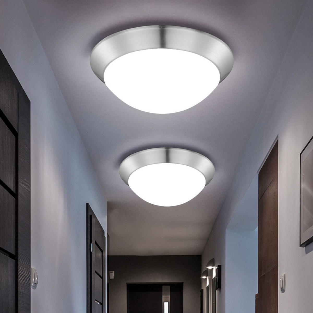 LED DECKENLEUCHTE Metall Silber 2er Set - Silberfarben, Kunststoff (26/26/10cm) - Globo Lighting