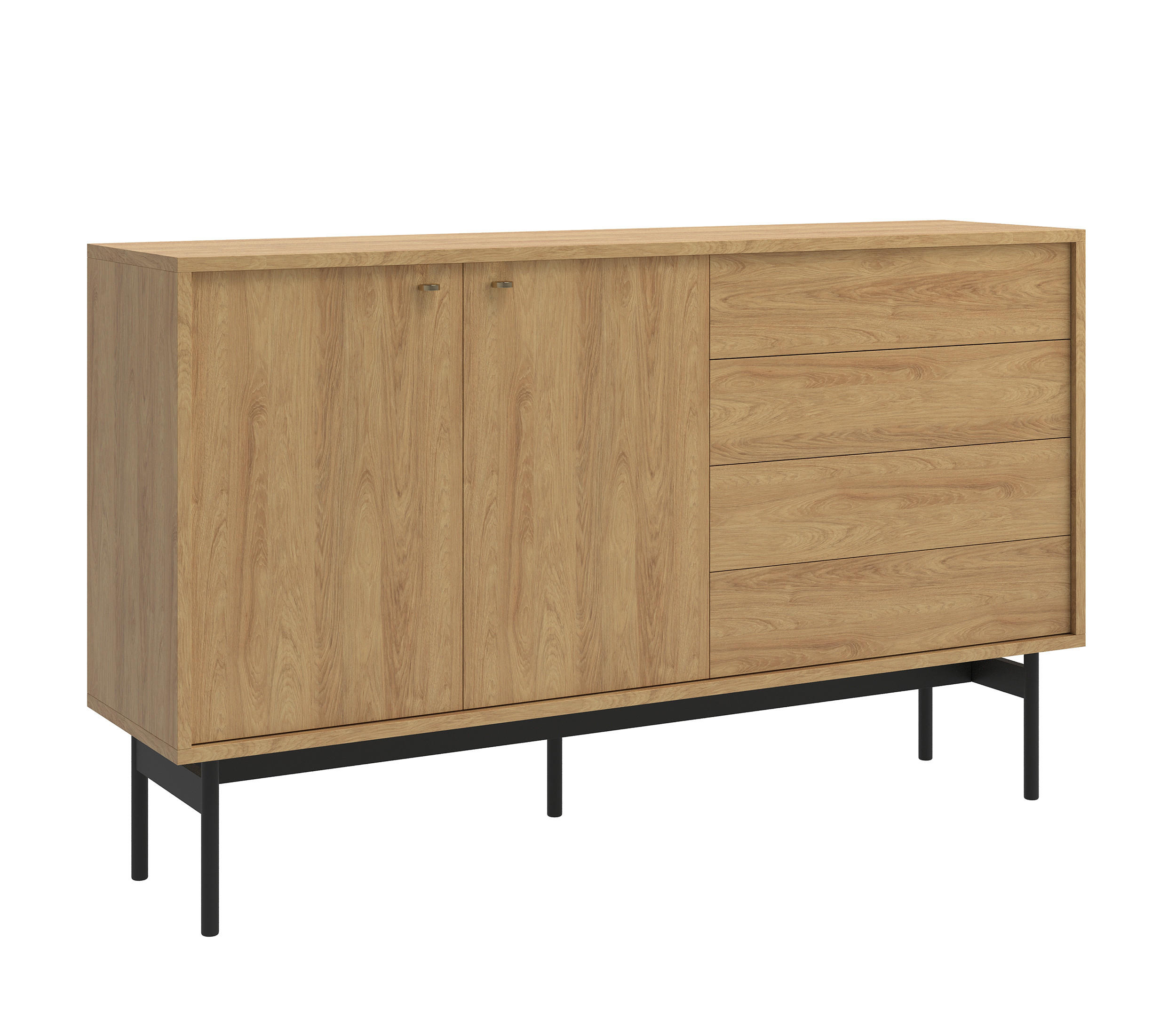 SIDEBOARD Olar Holzoptik Hickory Natur 154 cm - Beige/Goldfarben, Holzwerkstoff/Metall (154/92.5/38cm) - Selsey