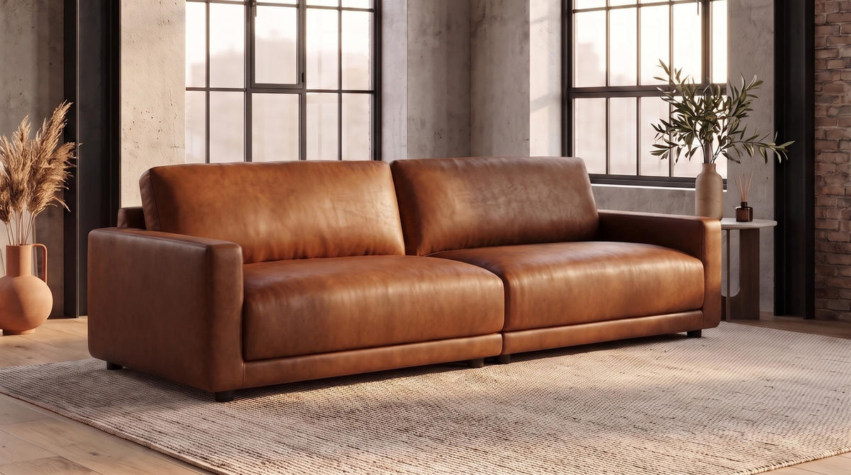 SOFA MARLIN Braun Lederfaserstoff - Dunkelbraun/Schwarz, Leder/Kunststoff (262/80/100cm) - KAWOLA