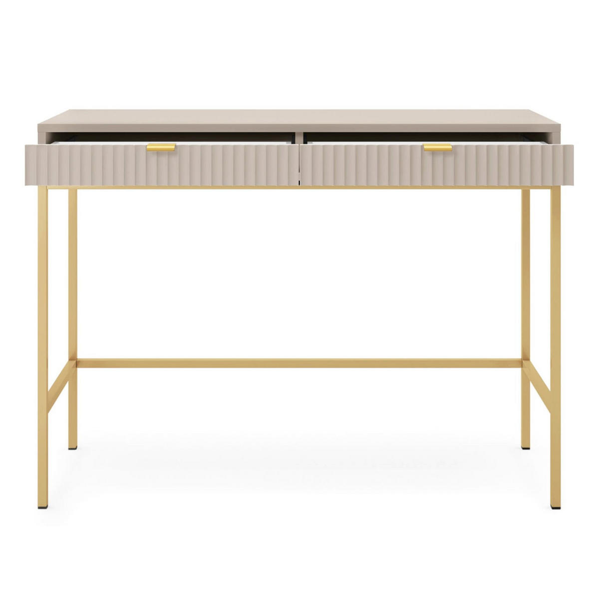 SCHMINKTISCH Vellore Greige / Gold 104 cm - Ecru/Beige, Holzwerkstoff/Metall (50/104/77cm) - Selsey