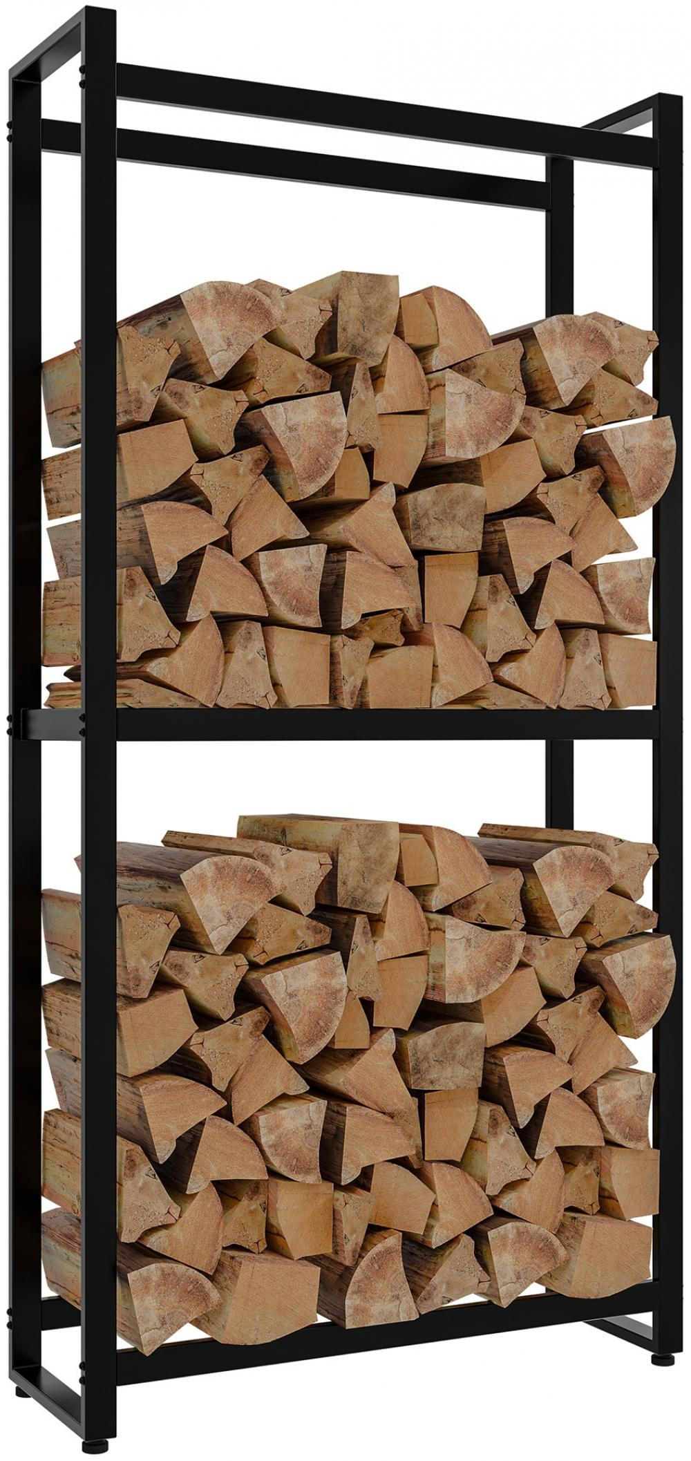 KAMINHOLZREGAL 75/25/150 cm Metall schwarz - Schwarz, Metall (75/150/25cm) - CLP