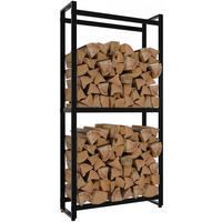 KAMINHOLZREGAL 75/25/150 cm Metall schwarz - Schwarz, Metall (75/150/25cm) - CLP