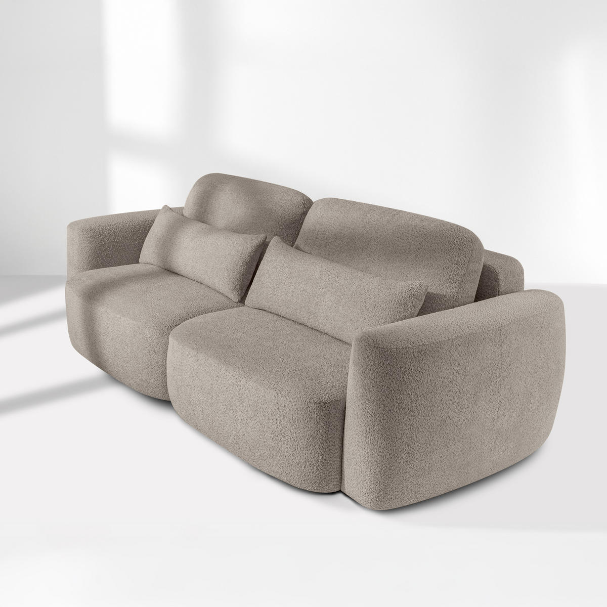 SOFA 3 ELOSA - Grau, Holz/Textil (245/85/115cm) - KONSIMO®