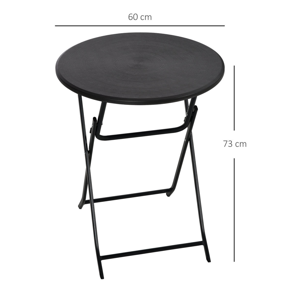 GARTENTISCH, Dunkelgrau, Stahl, HDPE - Dunkelgrau, Kunststoff/Metall (60/60/73cm) - Outsunny