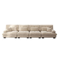 4-SITZER SOFA Chenille Hellbraun mit modularem Aufbau - Hellbraun, Textil (406/81/77cm) - WISHDOR