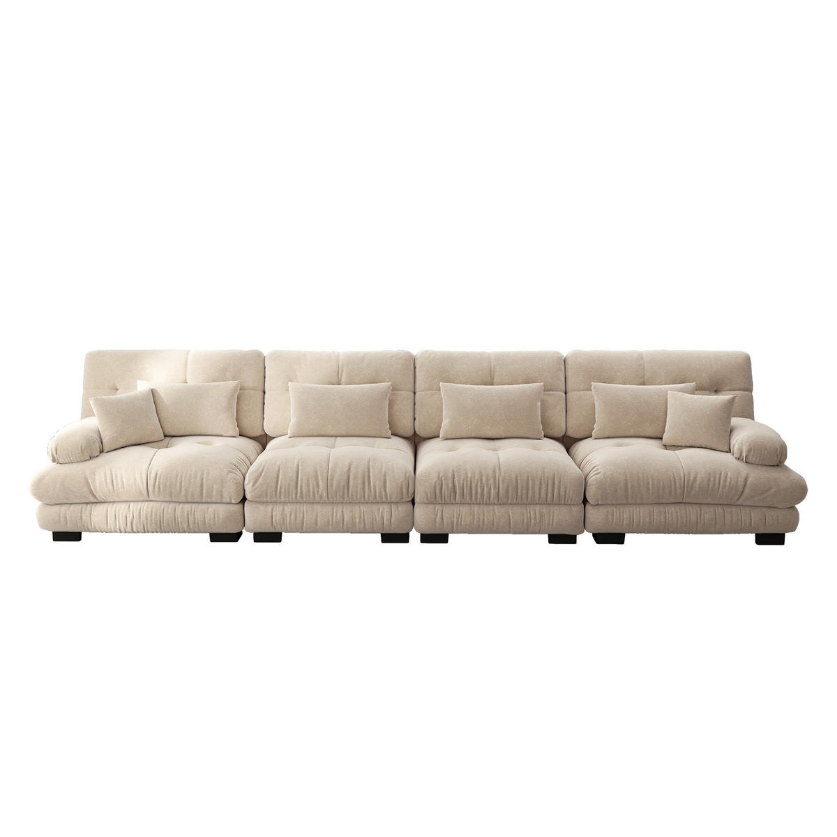 SCHLAFSOFA 4-Sitzer aus Chenille mit Tiefsitz, Hellbraun - Cappuccino, Textil (406/81/77cm)