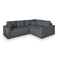 ECKSOFA ERONIS R-S Grau Kordstoff mit Schlaffunktion - Grau, Holz (265/194cm) - MASSENO