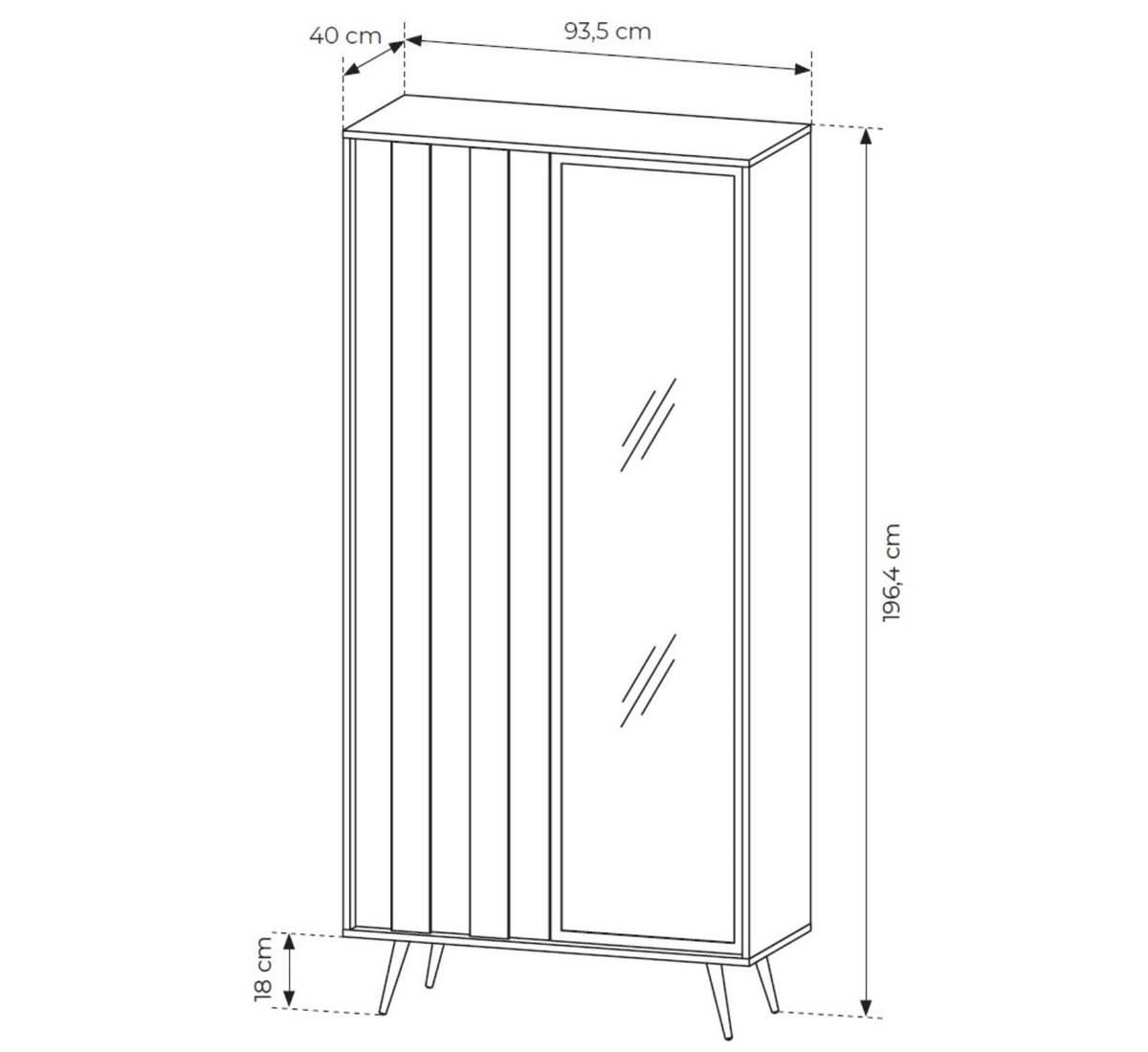 VITRINE Faro, mit Soft-Close und LED - Eichefarben, Holzwerkstoff (94/196/40cm) - Bettso