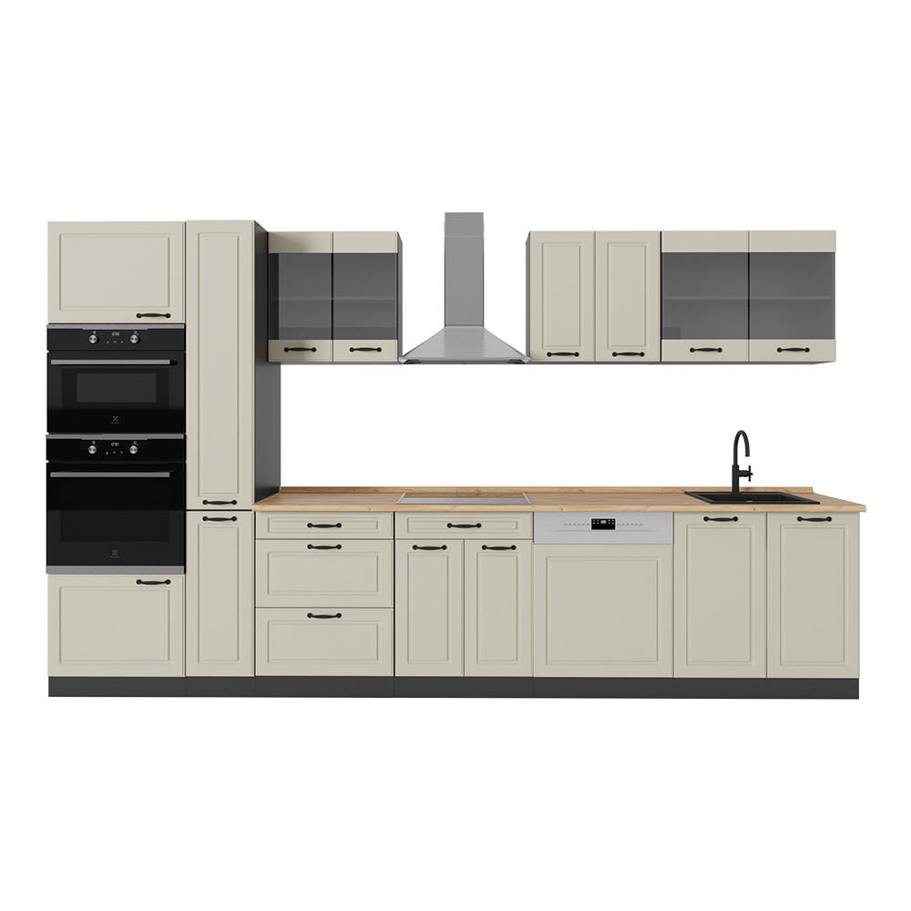 Vicco Küchenzeile Beige, Anthrazit 350x206.8x46 cm