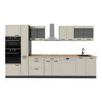 KÜCHENZEILE R-Line, Sand Landhaus/Anthrazit, 350 cm Arbeitsplatte Goldkraft Eiche - Beige/Anthrazit, Holzwerkstoff (350/206.8/60cm) - Vicco
