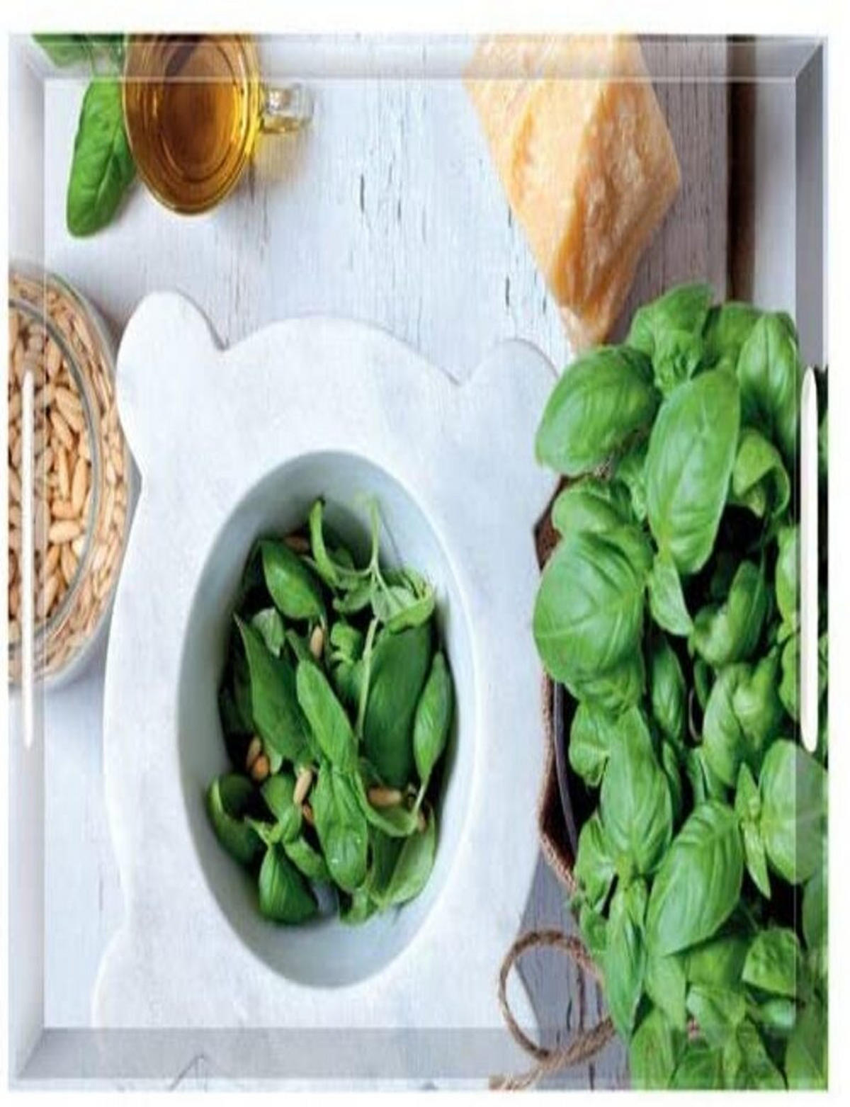 SERVIERTABLETT – Frühstücks- & Serviertablett 40×31 cm, Robust, Leicht zu Reinigen, Ideal für Küche, Wohnzimmer & Outdoor - Weiß/Grün, Kunststoff (31/8/40cm) - Emsa