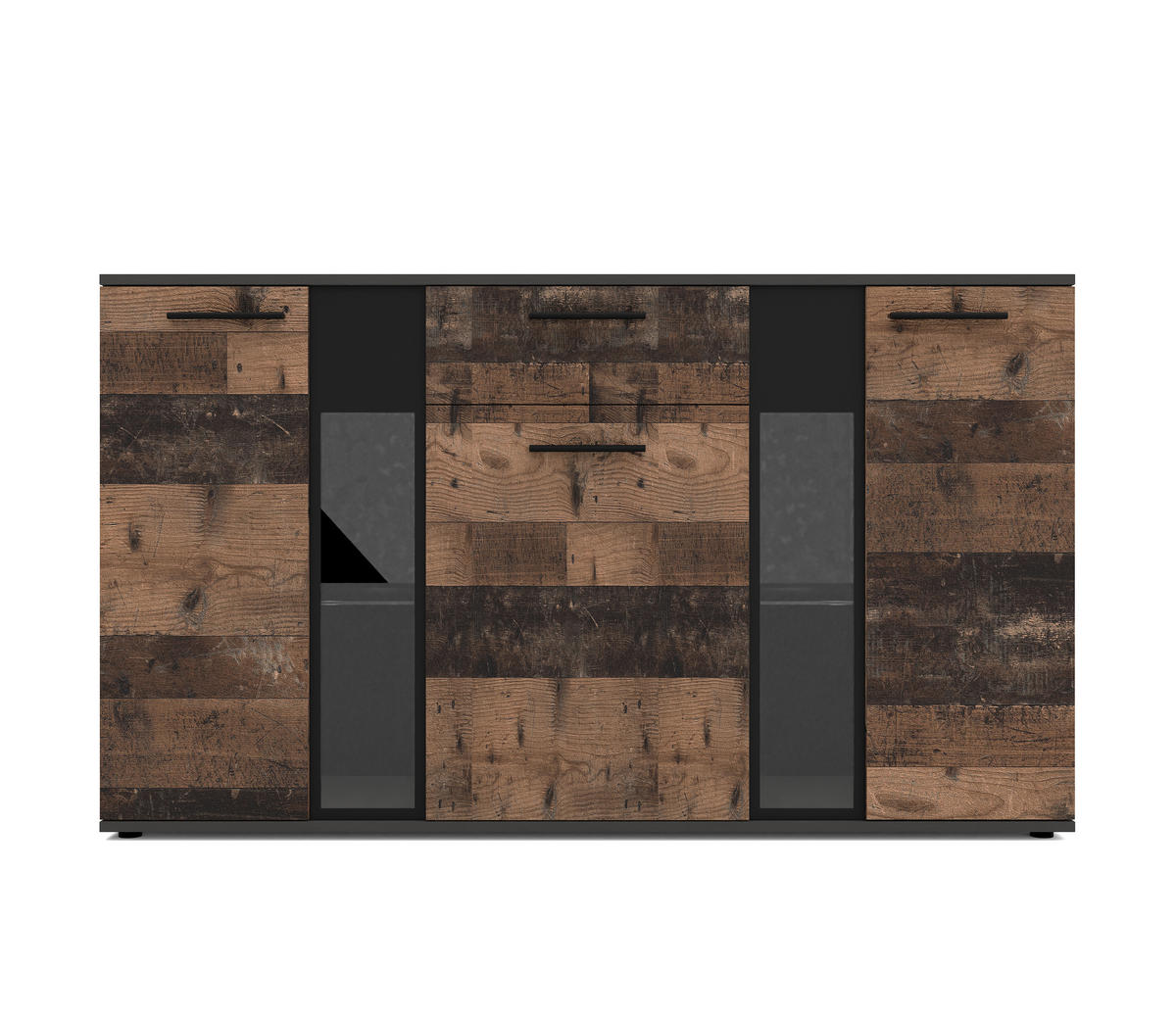 SIDEBOARD Formilo Grau Matera, Oldwood 140,4/80/40,2 cm – Kommode - Braun/Grau, Holzwerkstoff/Kunststoff (140/80/40cm) - AX Living