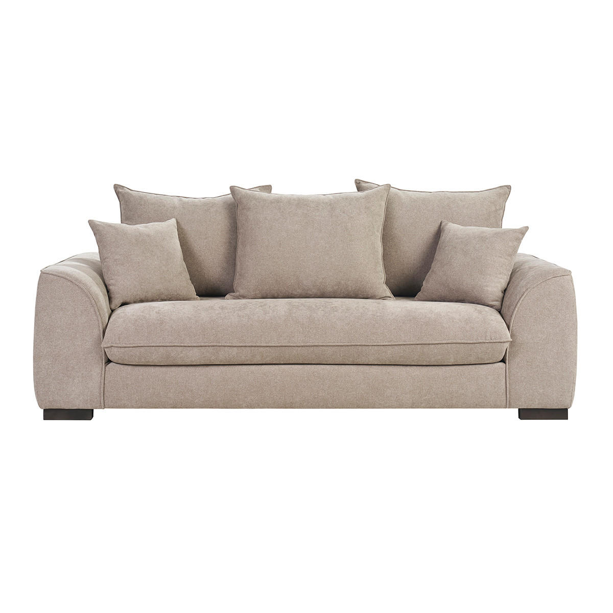 3-SITZER Schlafsofa in taupefarbenem Samt-Effekt Stoff mit 12 cm Matratze ARMAND - Taupe, Textil (100/80/217cm) - Miliboo