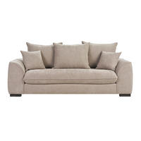 3-SITZER Schlafsofa in taupefarbenem Samt-Effekt Stoff mit 12 cm Matratze ARMAND - Taupe, Textil (100/80/217cm) - Miliboo