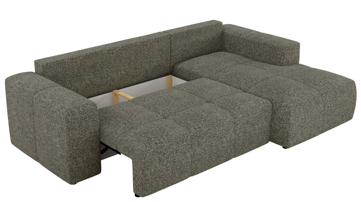 ECKSOFA MONIVA Grau Strukture - Rechts - Schwarz/Grau, Textil (266/164cm) - MKS