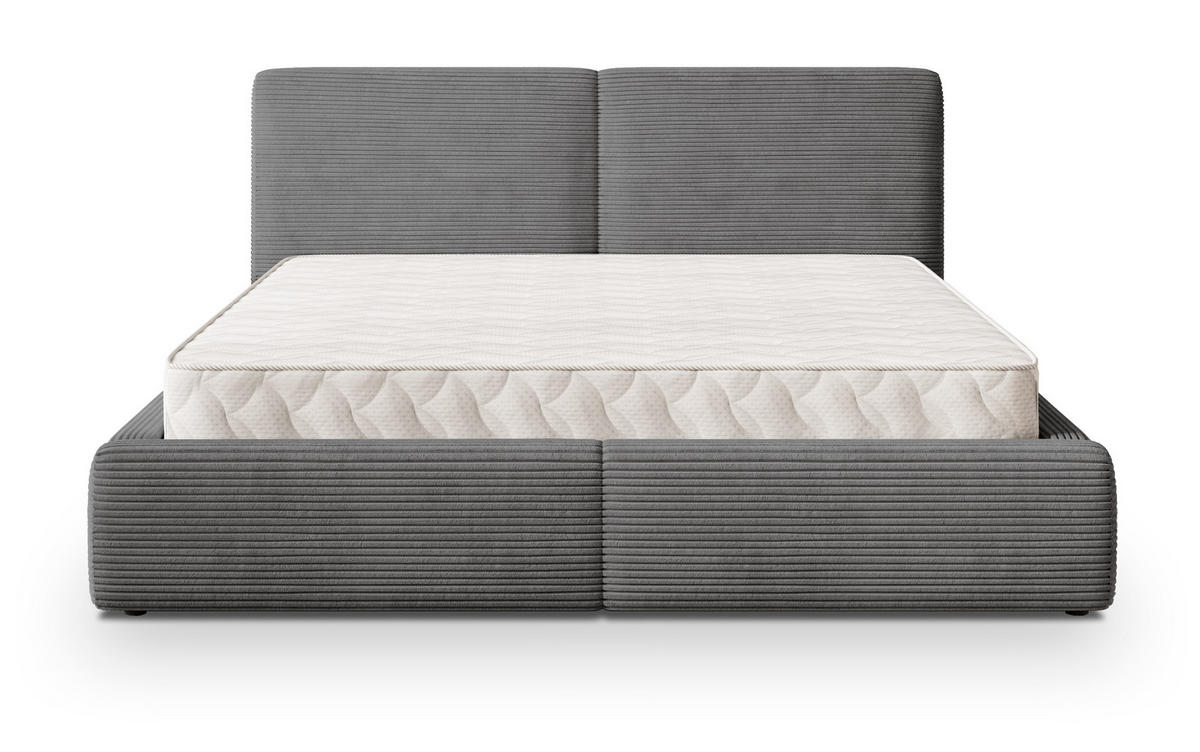 POLSTERBETT FELURO P 200x200 cm mit Bettkästen - Grau - Grau, Holz/Textil - MASSENO