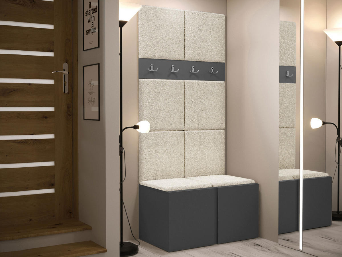 GARDEROBEN-SET Orion IV - Creme/Graphitfarben, Holzwerkstoff/Kunststoff (84/186/46cm) - MIRJAN24