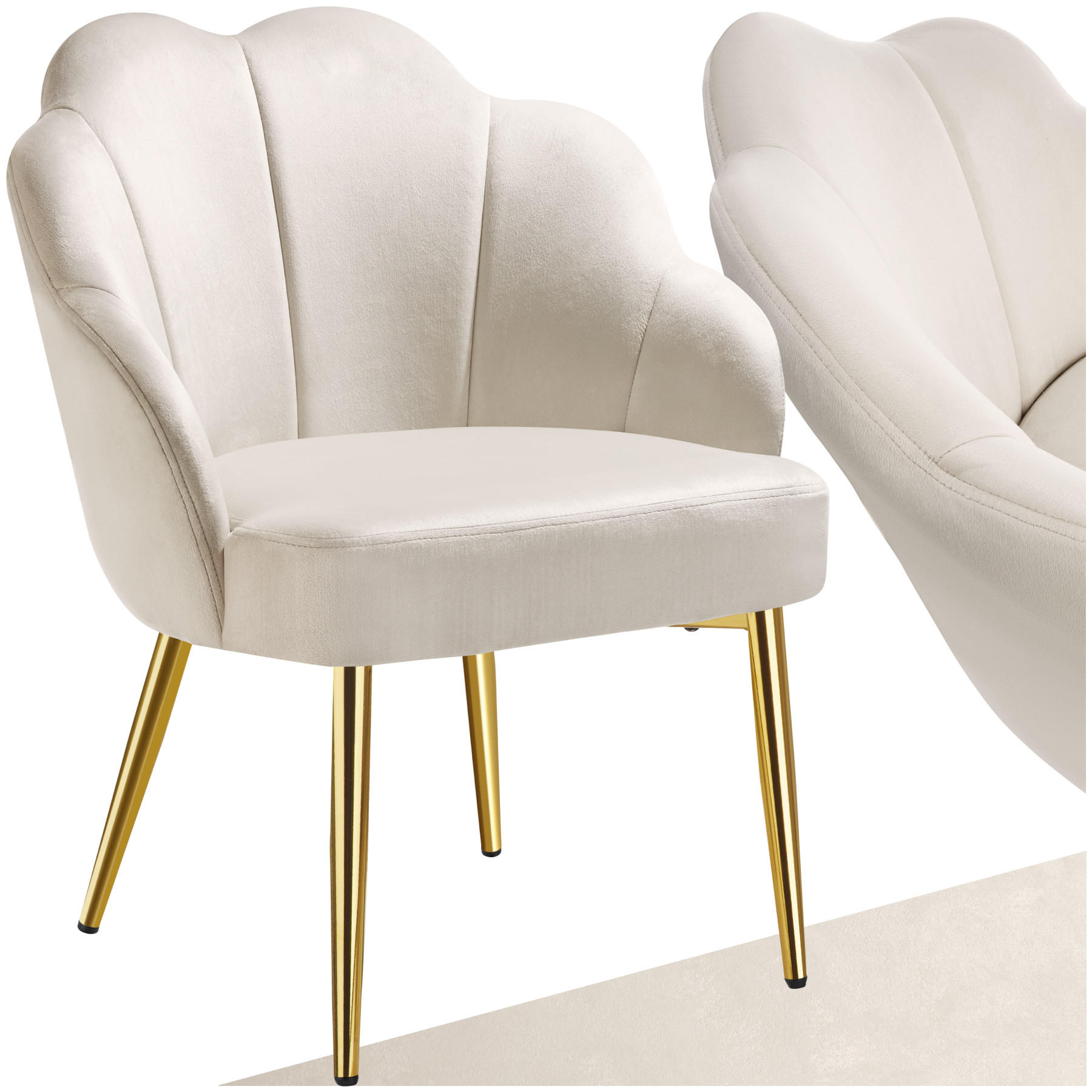 COCKTAILSESSEL 1er Set Hellen 66 x 62 x 80 5 cm creme/gold - Goldfarben/Creme, Textil (66/80.5/62cm) - tectake