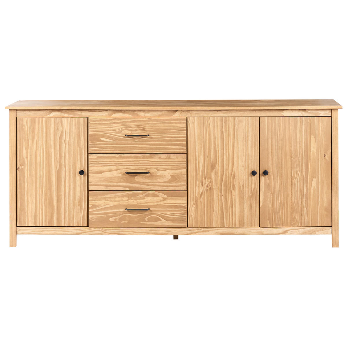SIDEBOARD se 3 dveřmi Borovicové dřevo Světle hnědý Leonora - světle hnědá, dřevo (190/80/40cm) - Beliani
