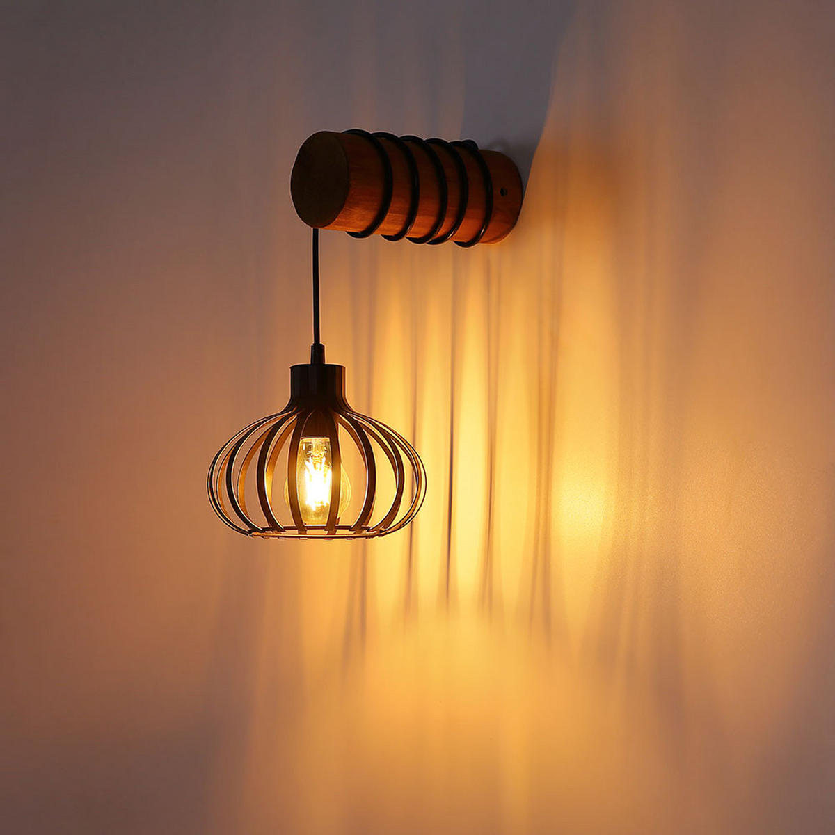 LED WANDLEUCHTE CALDWELL Holz Metall Braun Aufbau - Braun, Holz (20/59/29cm) - Globo Lighting