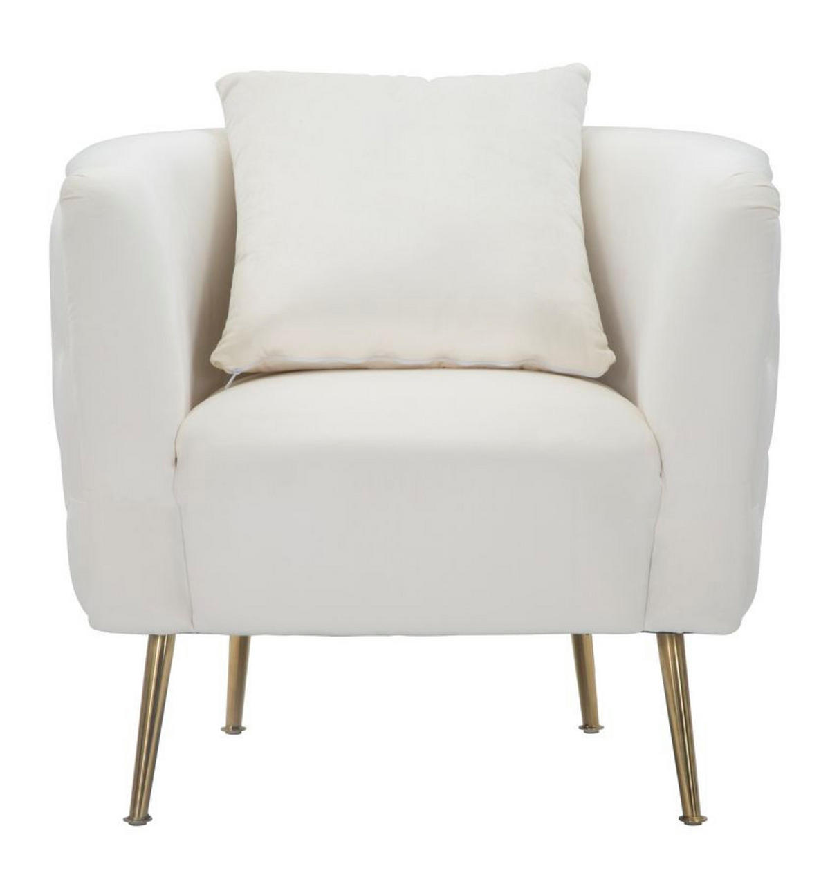 SESSEL Bucarest, cremefarben und goldfarben, Stoff, Sperrholz und Metall, 76 x 74 x 73 cm - Goldfarben/Creme, Holzwerkstoff/Kunststoff (76/73/74cm) - Mauro Ferretti