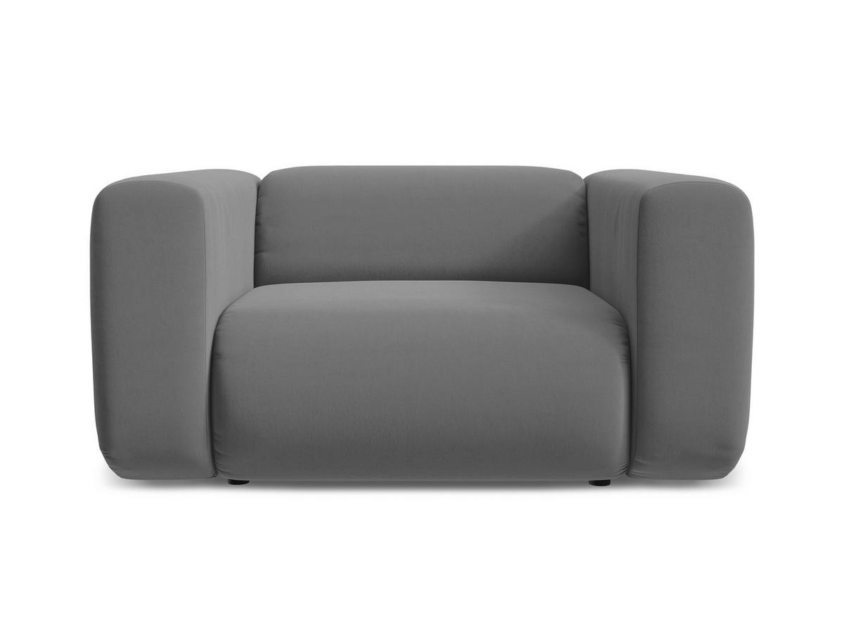 SESSEL Samt Stoff Grau - Schwarz/Grau, Kunststoff/Textil (137/70/89cm) - Makamii