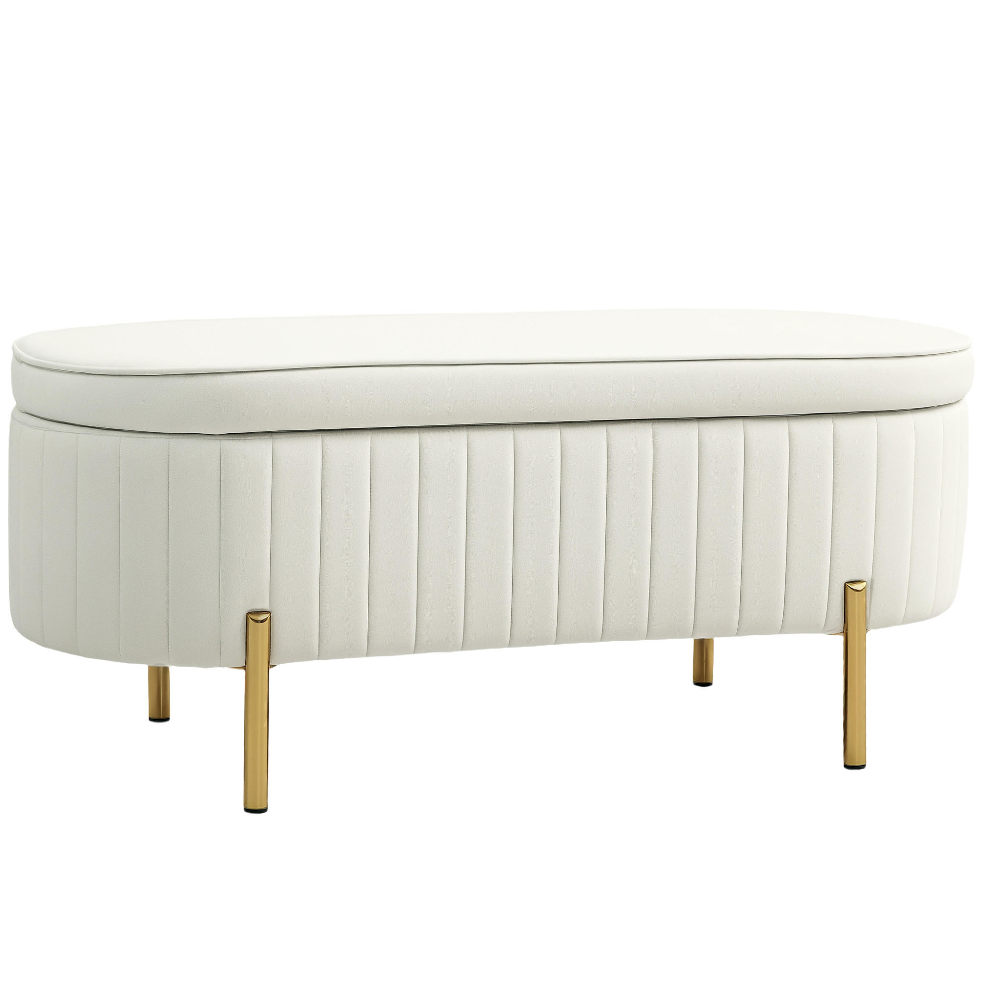 SITZBANK Polyester Metall Cremeweiß - Goldfarben/Creme, Textil/Metall (44/43.5/108cm) - HOMCOM