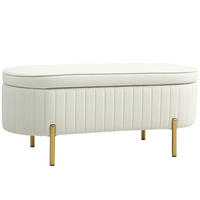 SITZBANK Polyester Metall Cremeweiß - Goldfarben/Creme, Textil/Metall (44/43.5/108cm) - HOMCOM