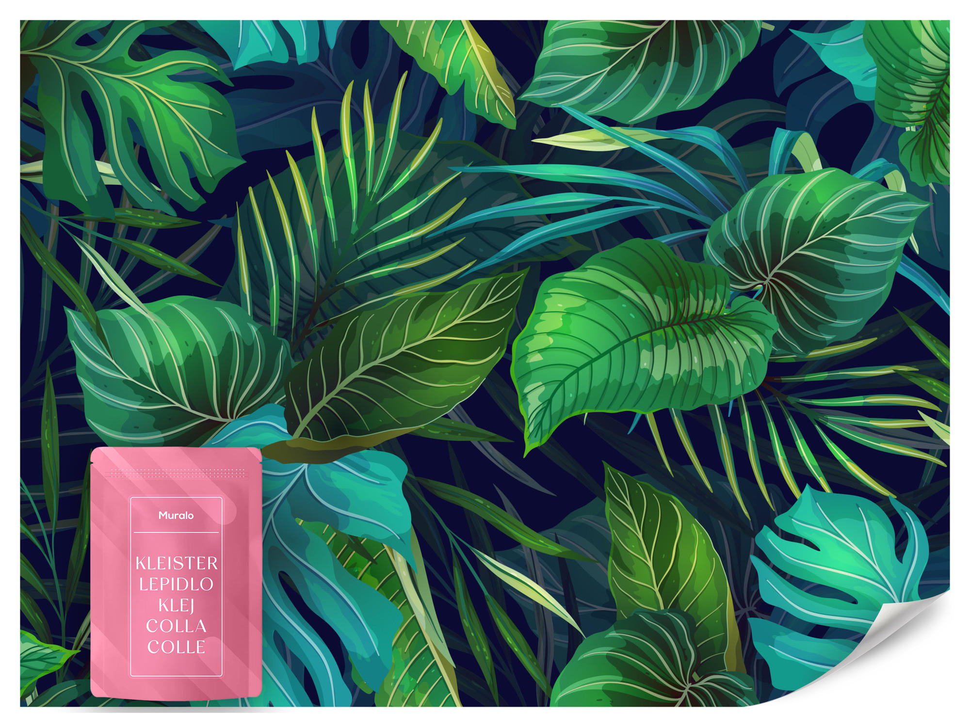 FOTOTAPETE Tropische Blätter Pflanzen Natur 300x210 - Türkis/Grün, Papier (300/210cm) - Muralo