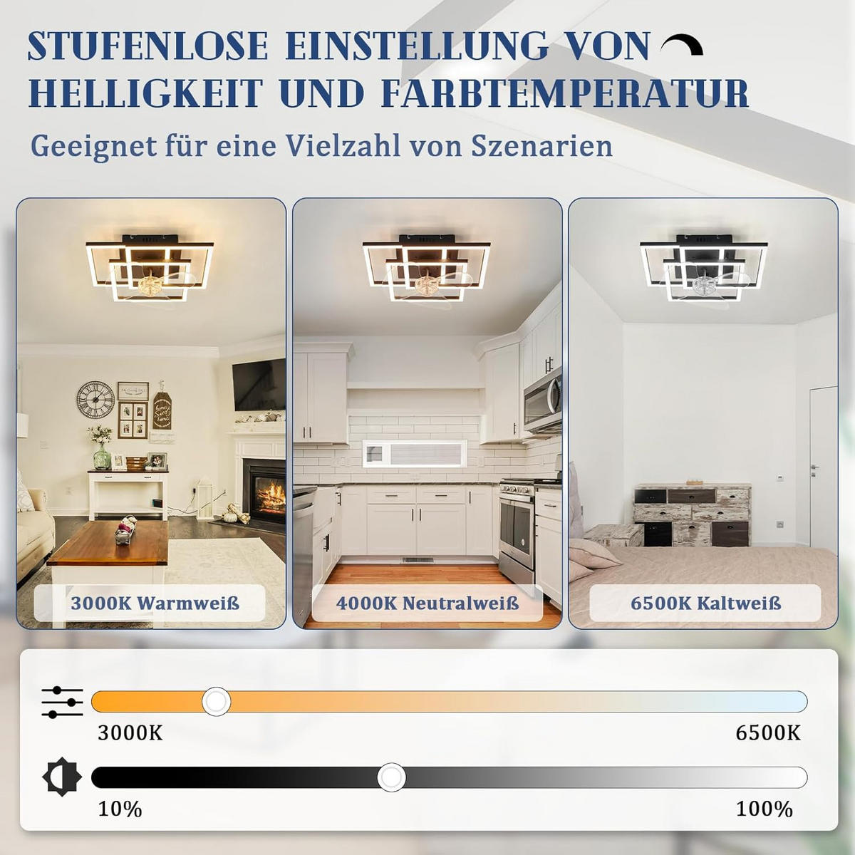 LED stropní ventilátor 37/37/16,5 cm - černá, kov (37/37/16.5cm) - Nettlife