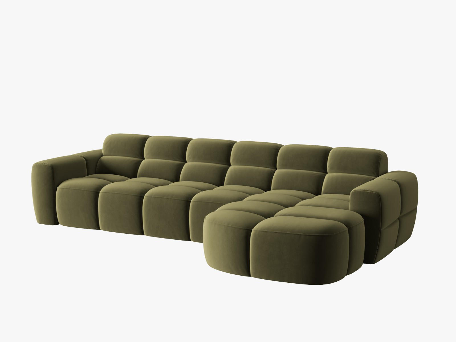 ECKSOFA rechts Lisa aus Samt hellgrün 4 Sitzplätze - Hellgrün, Textil (170/310cm) - Micadoni