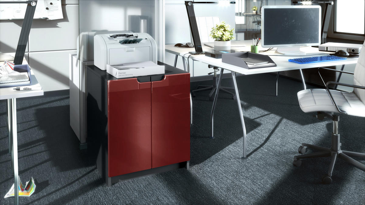 KOMMODE Logan Fronten in Bordeaux Hochglanz - Bordeaux, Holzwerkstoff (51/60.5/54cm) - Vladon