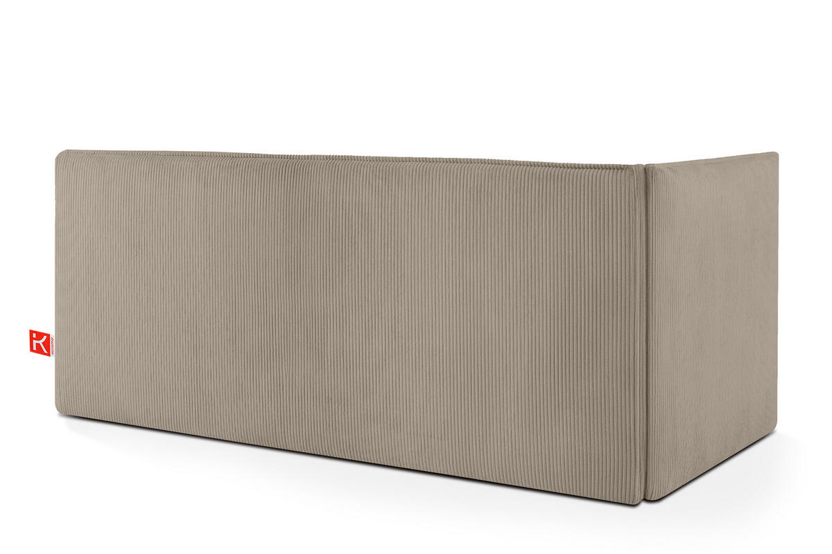 JUGENDBETT ROTI Einzelbett mit Bettkasten, 90x200cm, Bett mit Bonellmatratze, mit Rückenlehne - Beige/Schwarz, Holz/Holzwerkstoff (92/200cm) - KONSIMO®