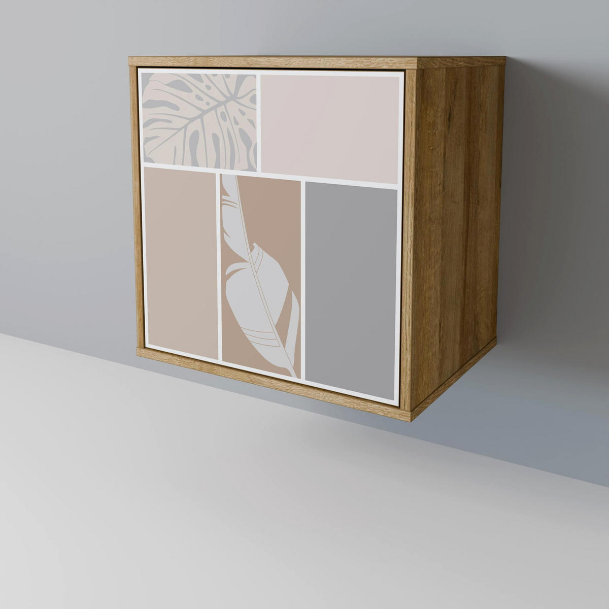SIDEBOARD TROPICAL SHAPES, Eichefarben, 57,5x42x75,5 cm, Goldfarbene Metallfüße - Eichefarben/Goldfarben, Holzwerkstoff/Metall (57.5/75.5/42cm) - SpaceRebels