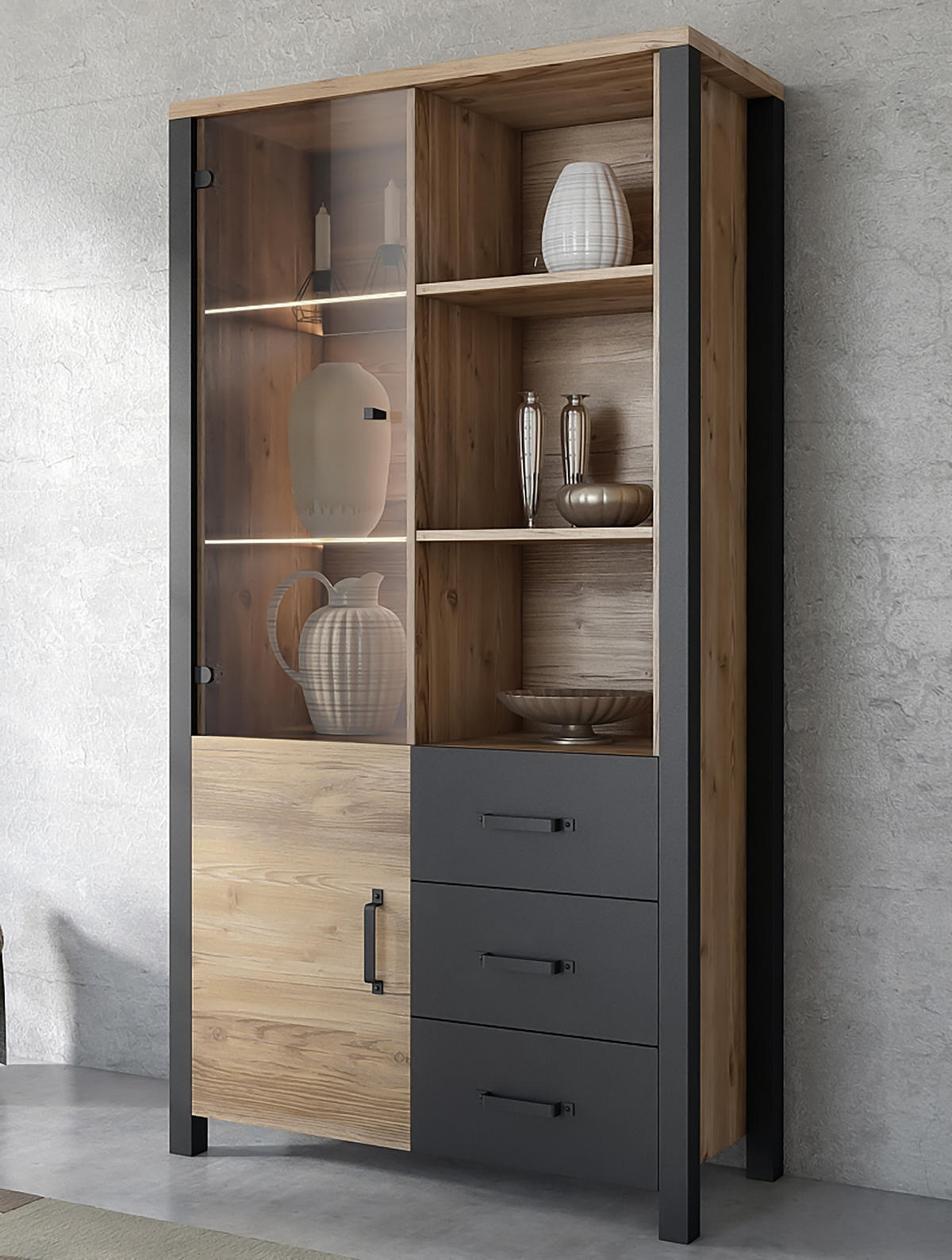 VITRINE in Braun - Braun, Holzwerkstoff (101/191/43cm) - MASSENO
